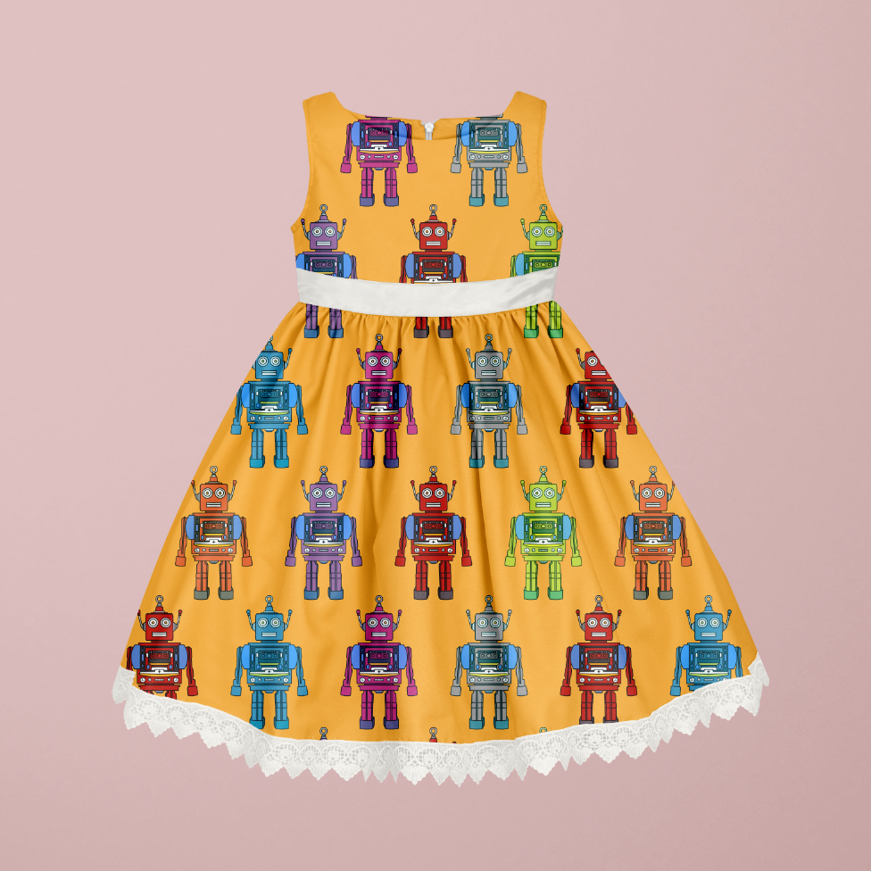 Robbie the Retro Robot Yellow GOTS-Trikå/Jersey