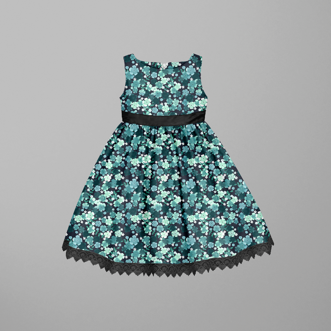 Mini Flower Field Petrol GOTS-Trikå/Jersey