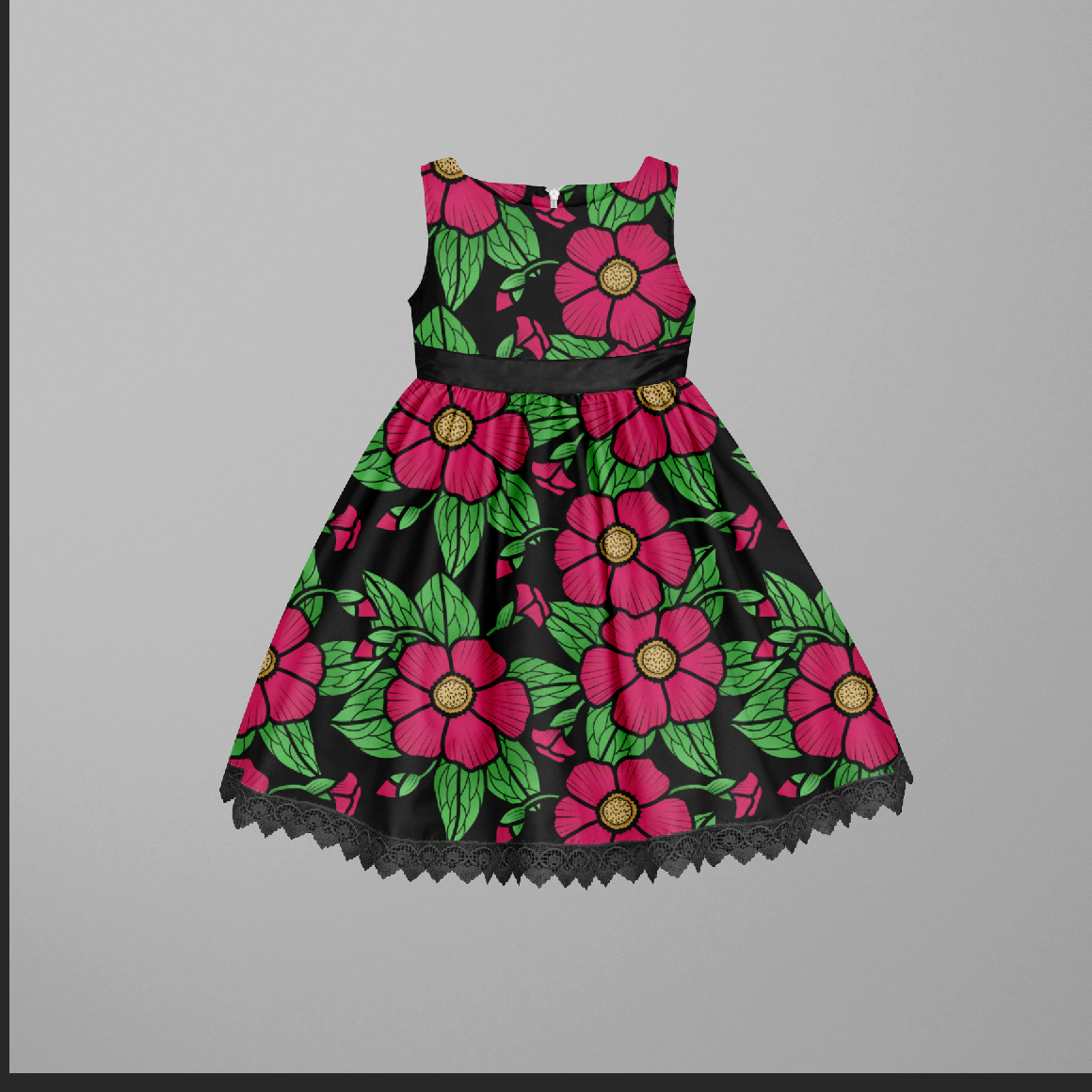 Chunky Flowers Black GOTS-Jogging/French Terry