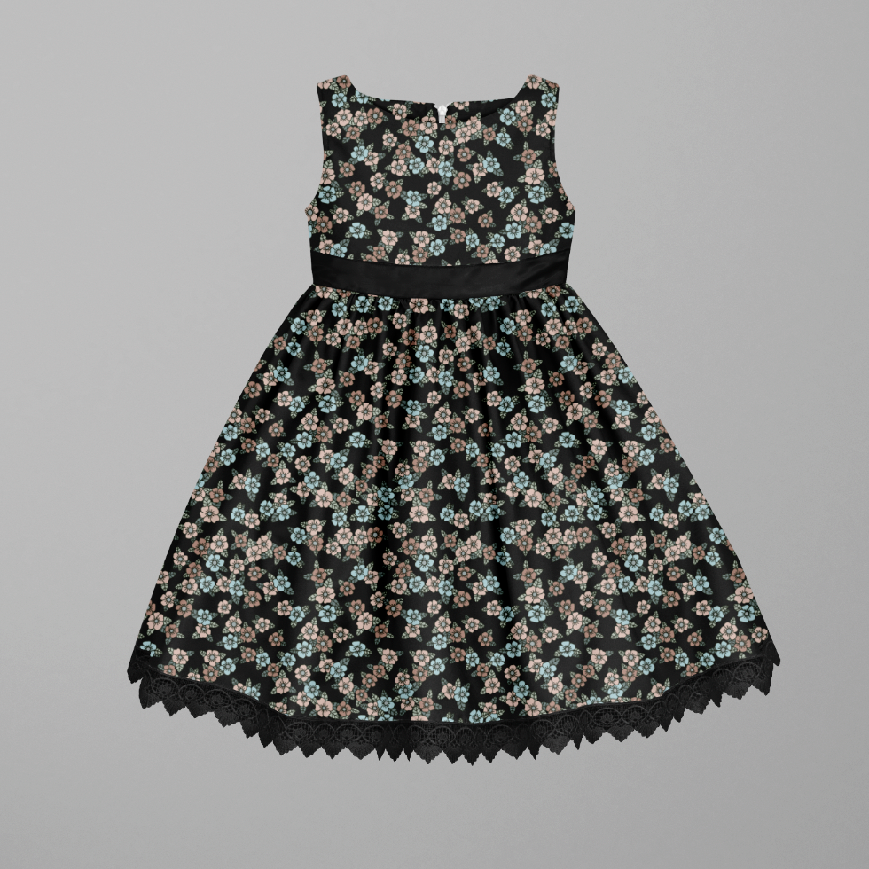 Mini Flowers Black GOTS-Trikå/Jersey