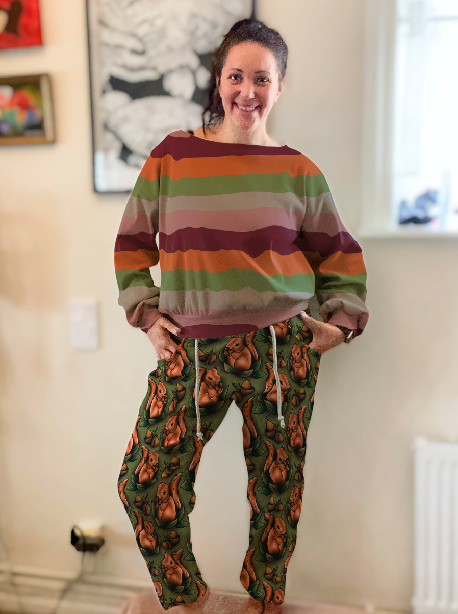 Autumn Squirrel Harmonic Green GOTS-Trikå/Jersey