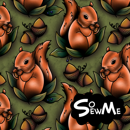 Autumn Squirrel Harmonic Green GOTS-Trikå/Jersey