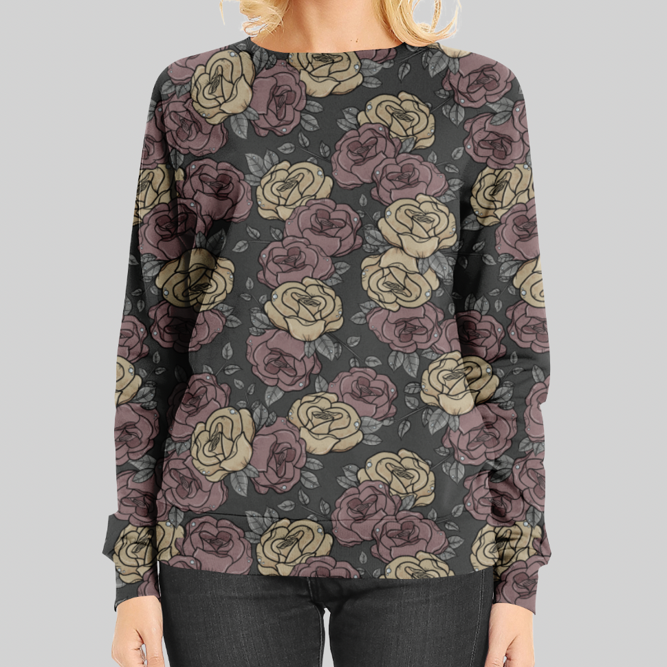 Autumn Roses Antracite GOTS-Jogging/French Terry