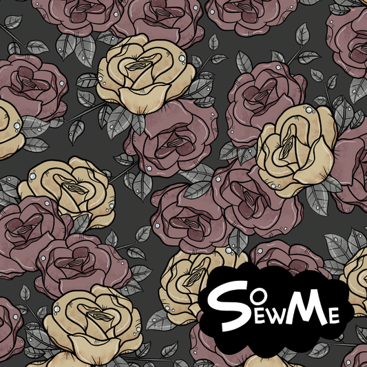 Autumn Roses Antracite GOTS-Jogging/French Terry