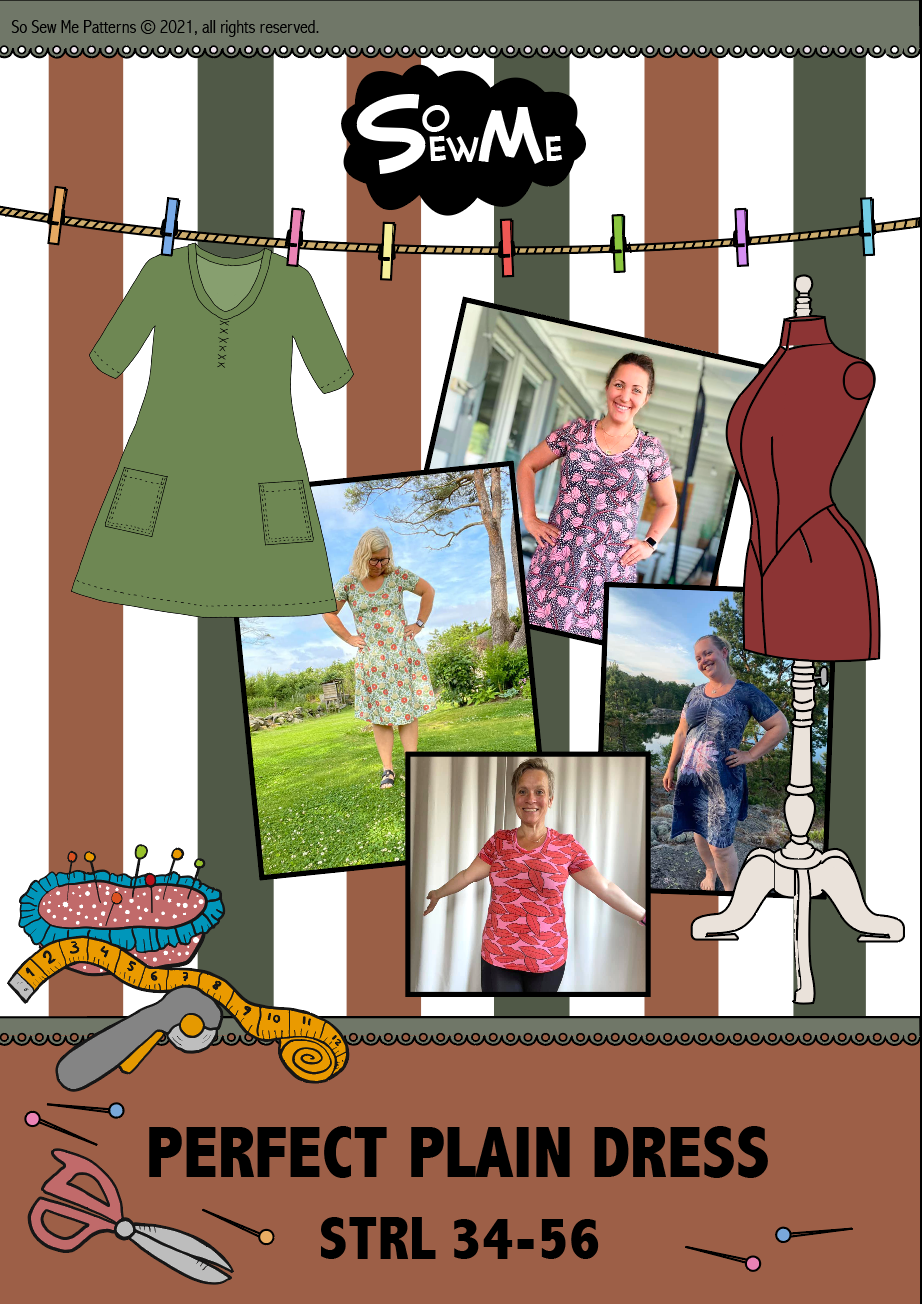 Perfect Plain Dress Strl 34-56 Pappersmönster