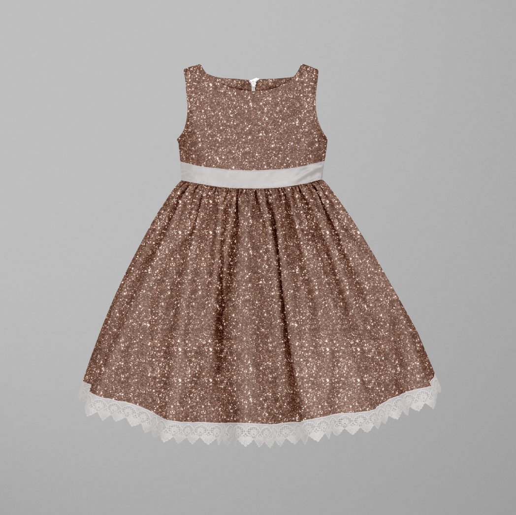 Chunky Glitter Illusion Dark Champagne GOTS-Trikå/Jersey