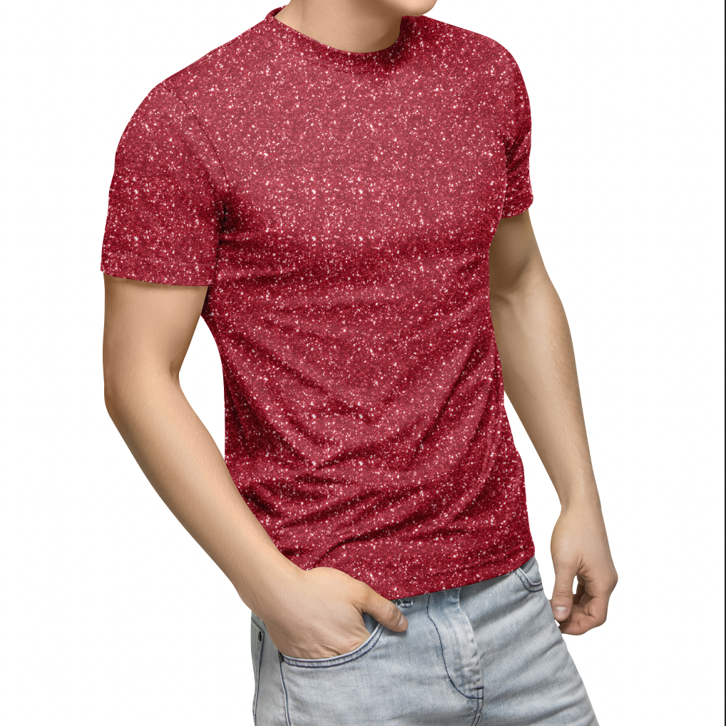 Chunky Glitter Illusion Red GOTS-Trikå/Jersey