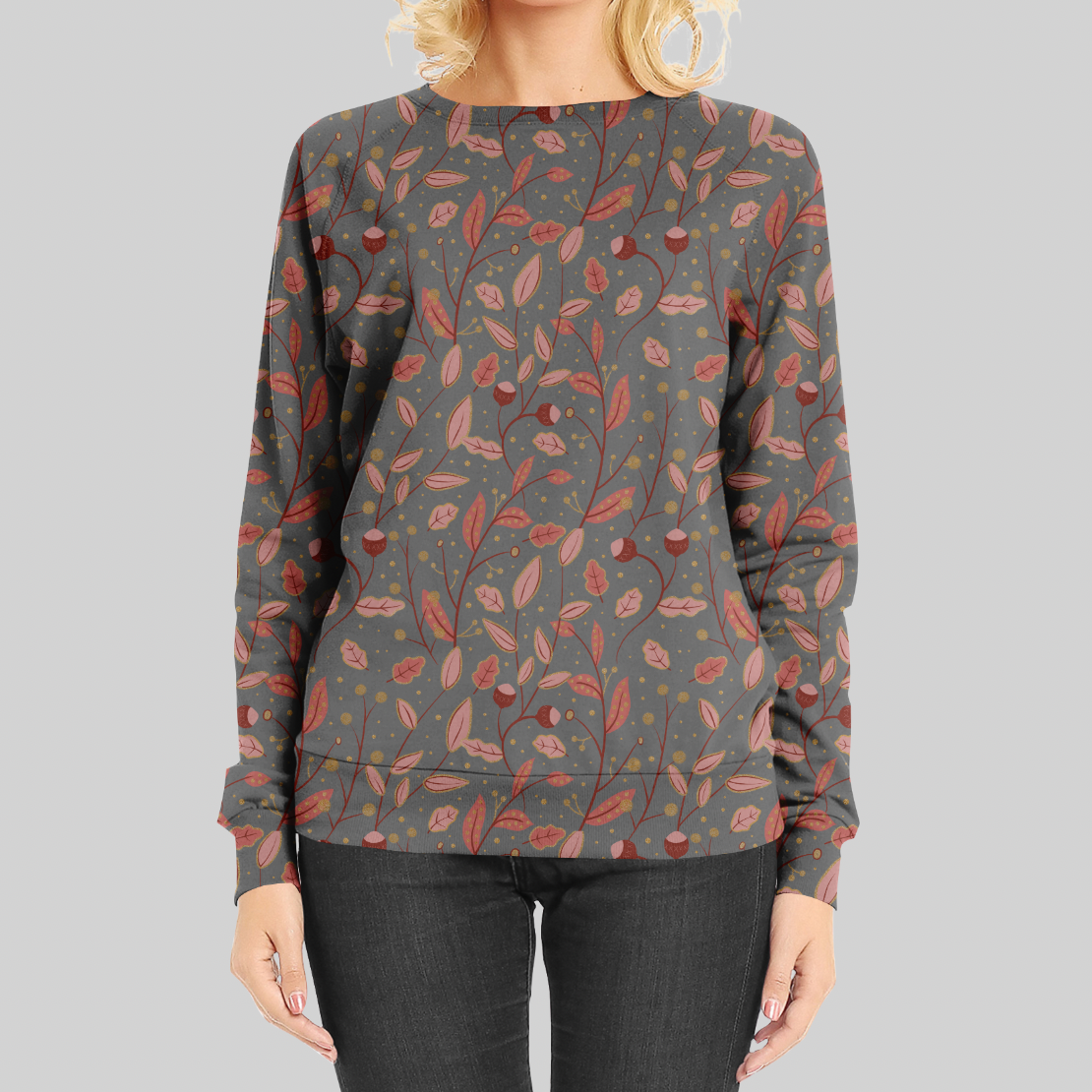 Sparkling Leaves Grey GOTS-Trikå/Jersey