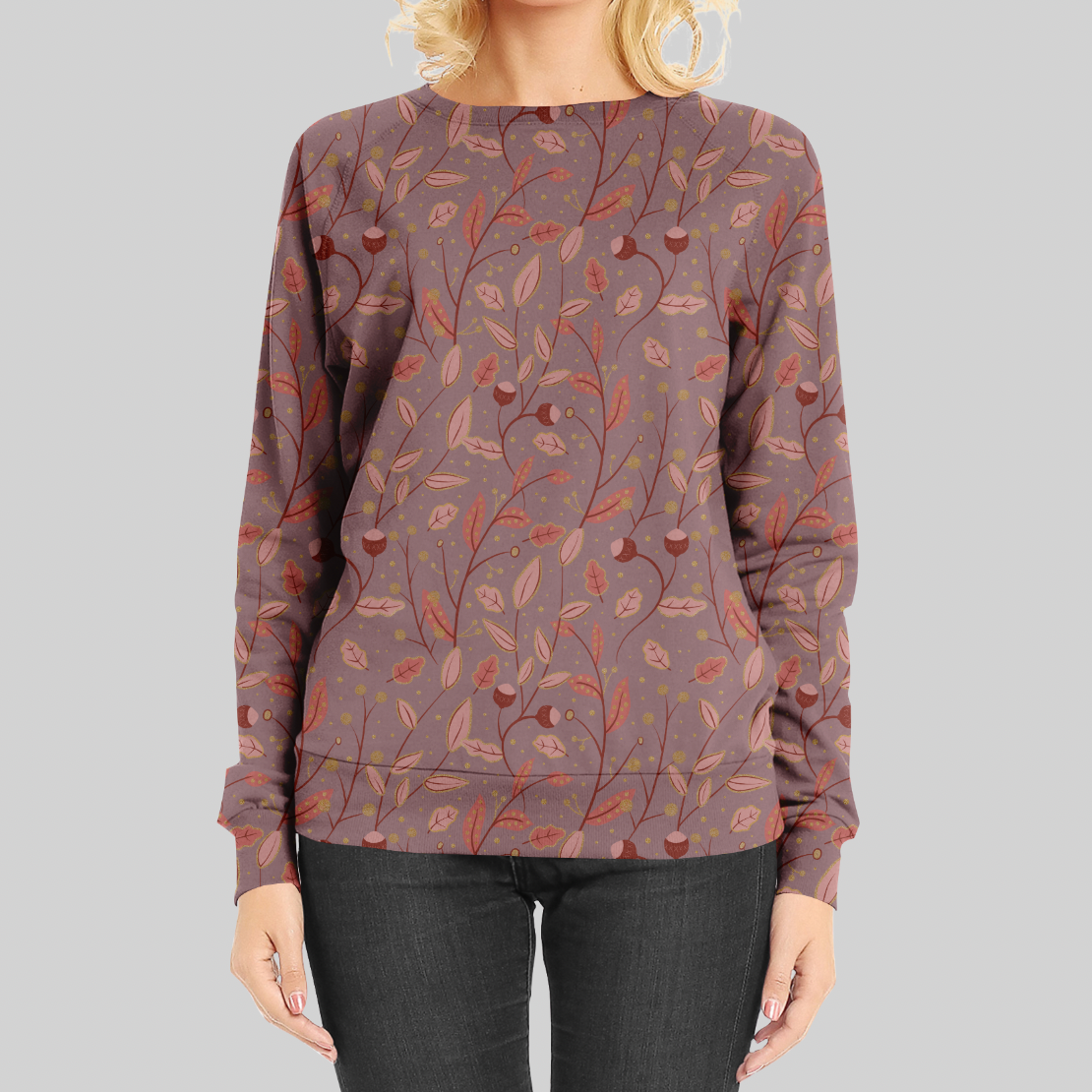 Sparkling Leaves Pink GOTS-Trikå/Jersey