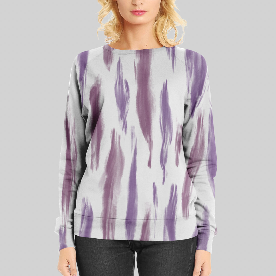 Hippie Purple on White GOTS-Jogging/French Terry