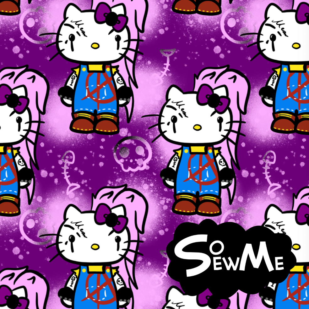 Punk Kitty Purplink GOTS-Trikå/Jersey