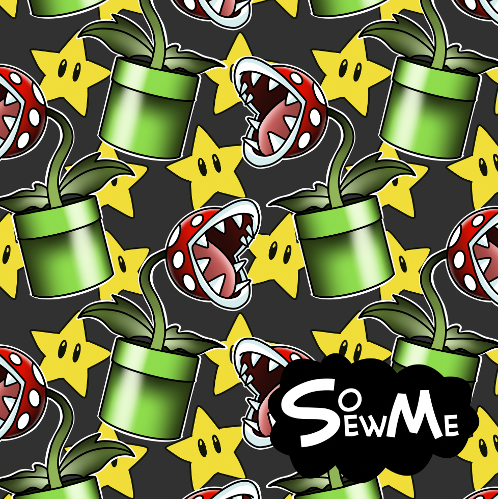 Piranha Plants Grey GOTS-Trikå/Jersey