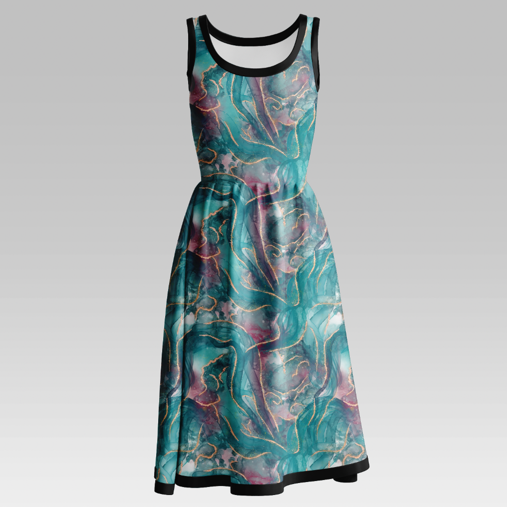 Alcohol Ink Turquoise GOTS-Jogging/French Terry