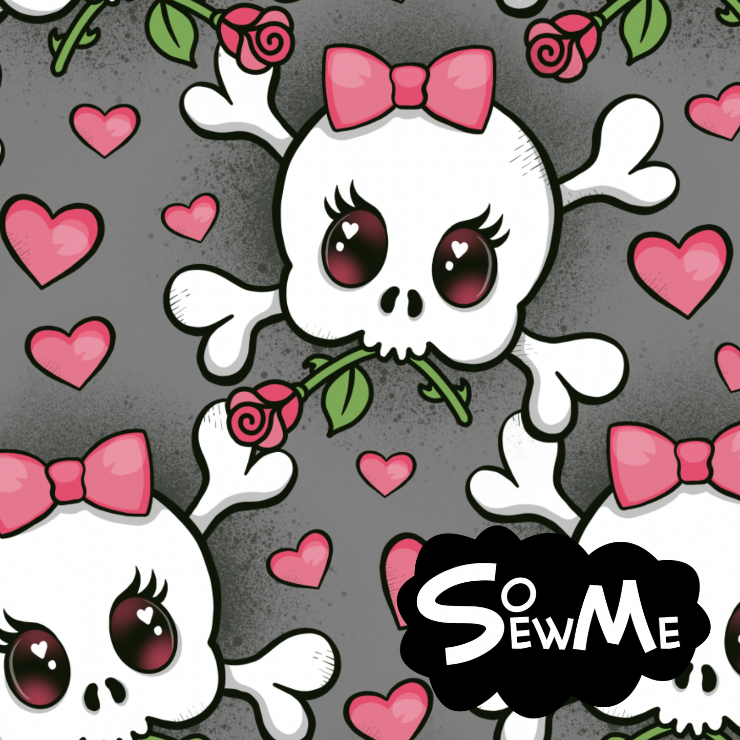 Skull Charmer Pink Grey GOTS-Trikå/Jersey