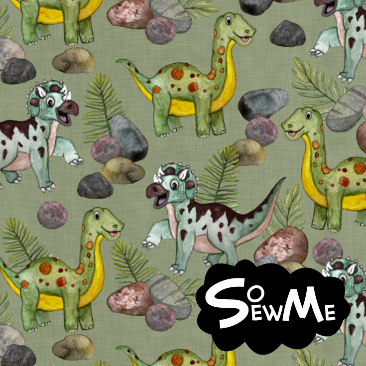 Watercolor Dinos Green GOTS-Trikå/Jersey