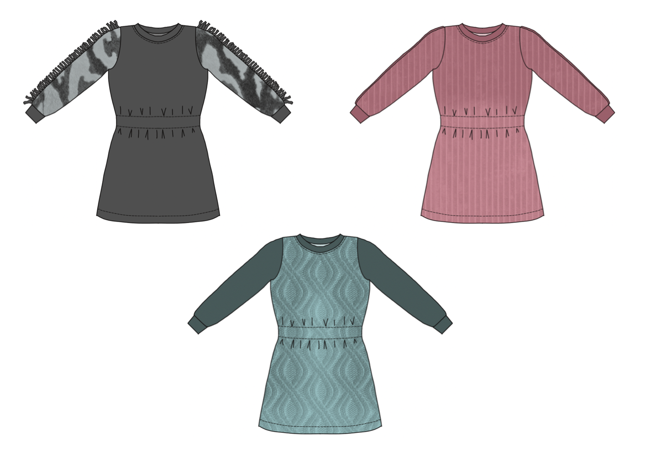 Fab Fringe Dress Strl 68-170 PDF-mönster