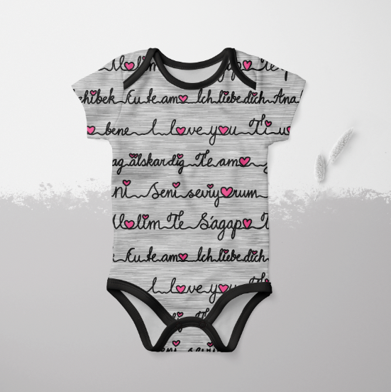 I Love You pink Grey GOTS-Trikå/Jersey