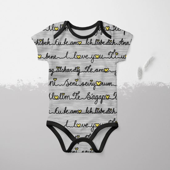 I Love You Yellow Grey GOTS-Trikå/Jersey