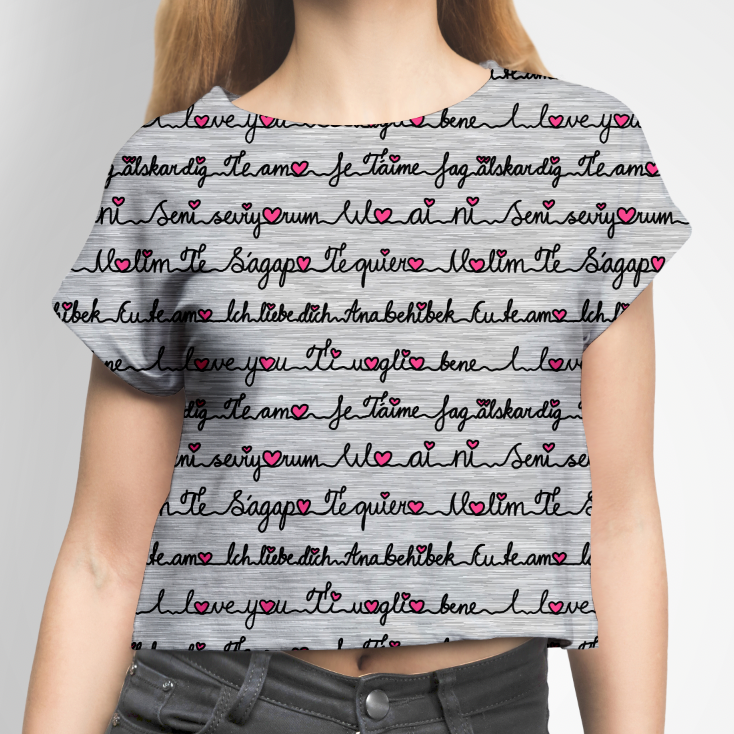 I Love You pink Grey GOTS-Trikå/Jersey