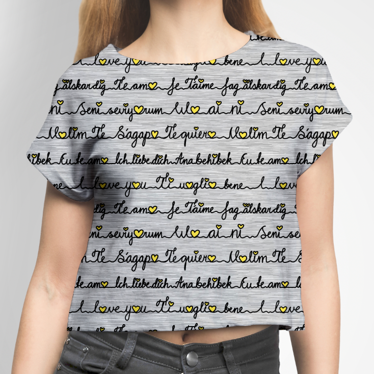 I Love You Yellow Grey GOTS-Trikå/Jersey