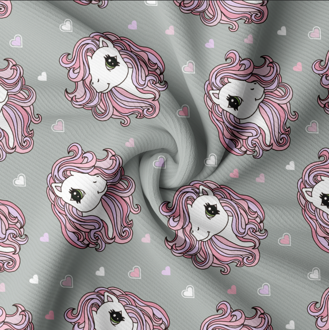 Ribbad GOTS-Trikå Ponnies Mint