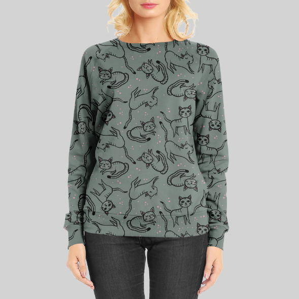 Cat Life Soft Green GOTS-Jogging/French Terry