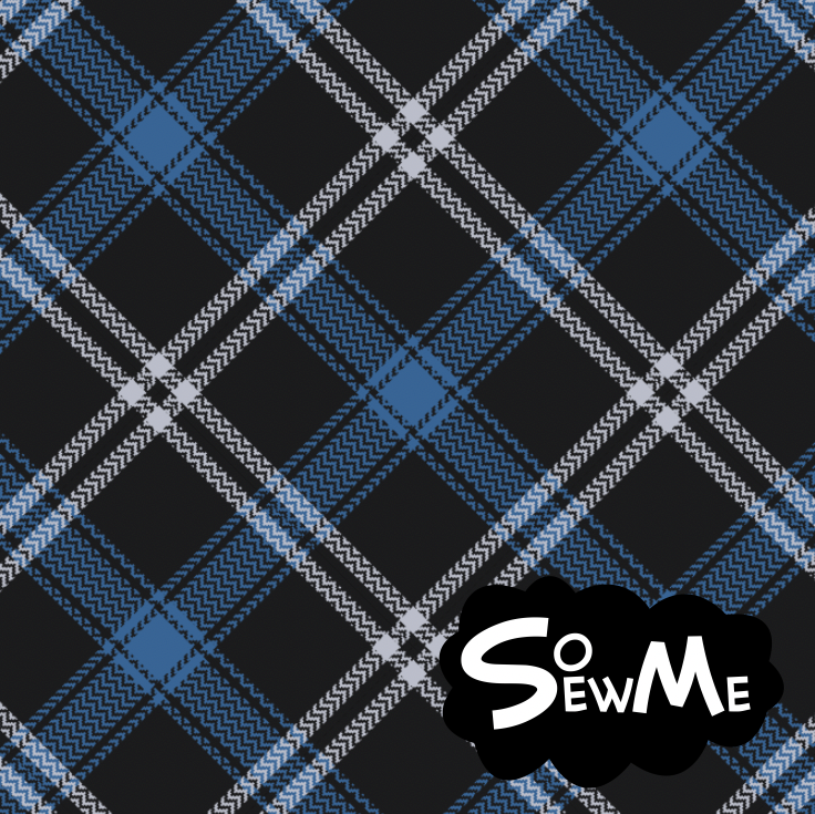 Twisted Tartan Blue GOTS-Trikå/Jersey