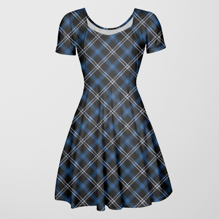 Twisted Tartan Blue GOTS-Trikå/Jersey