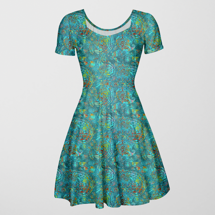 Boho Paisley Teal GOTS-Trikå/Jersey