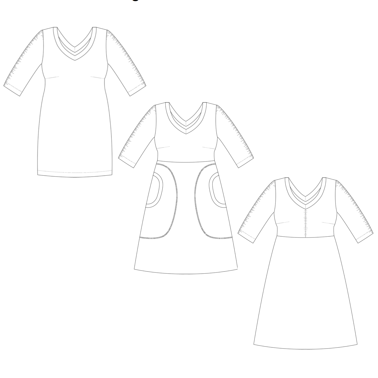 Power Sleeve Dress Strl 34-56 PDF-mönster