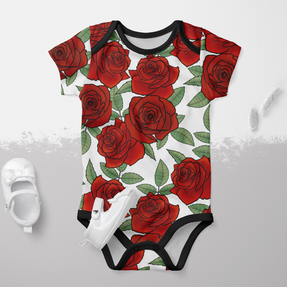 Roses R Red White GOTS-Trikå/Jersey