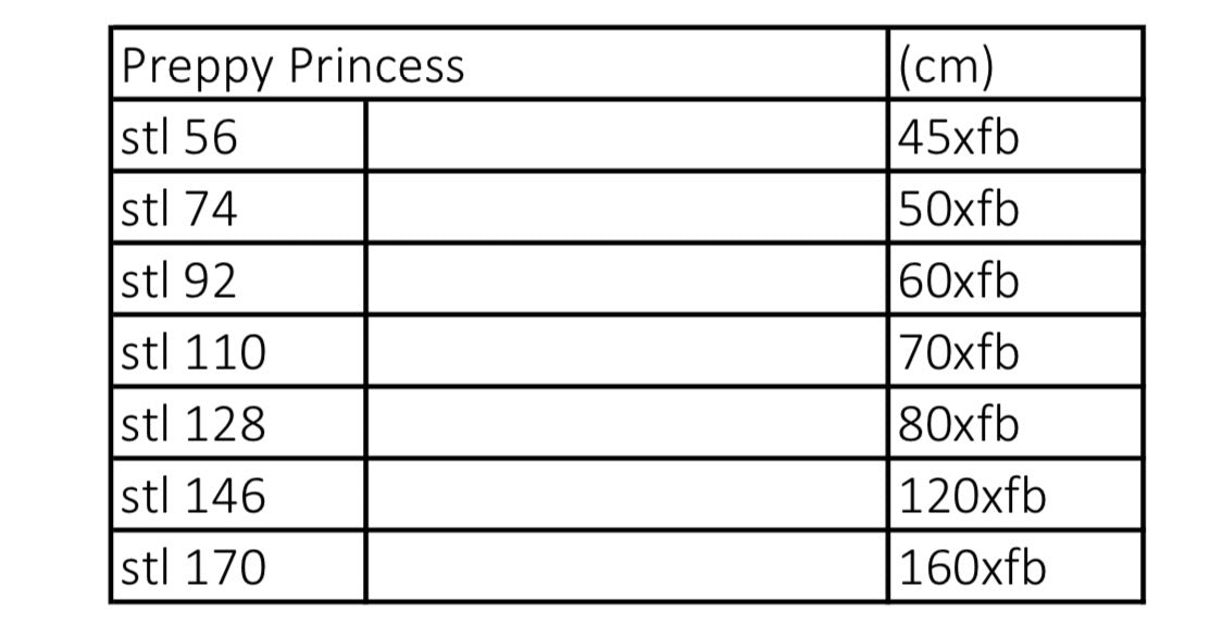 Preppy Princess strl 56-170 PDF-mönster