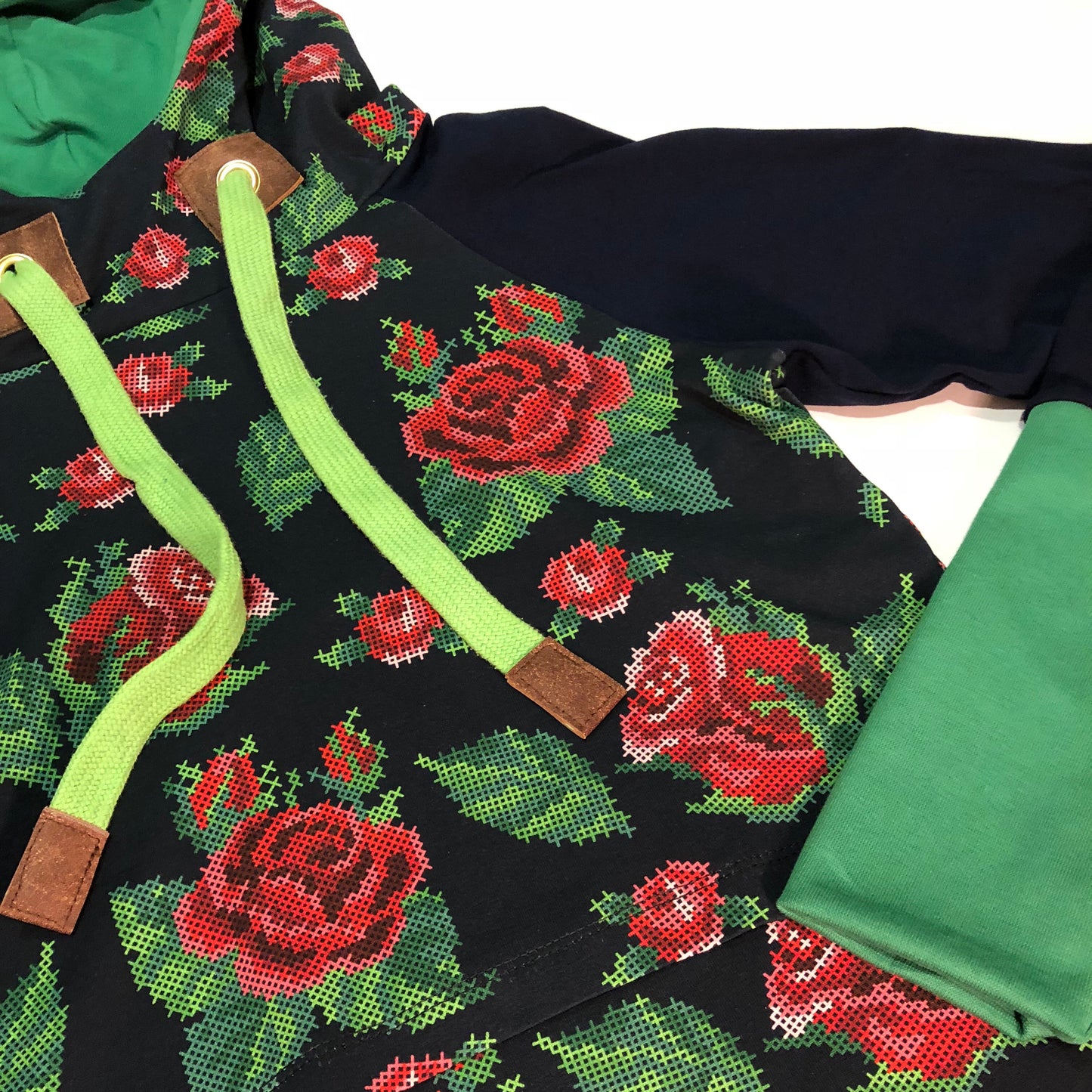 Cross Stitch Roses Trikå/Jersey Marine Blue-Blue