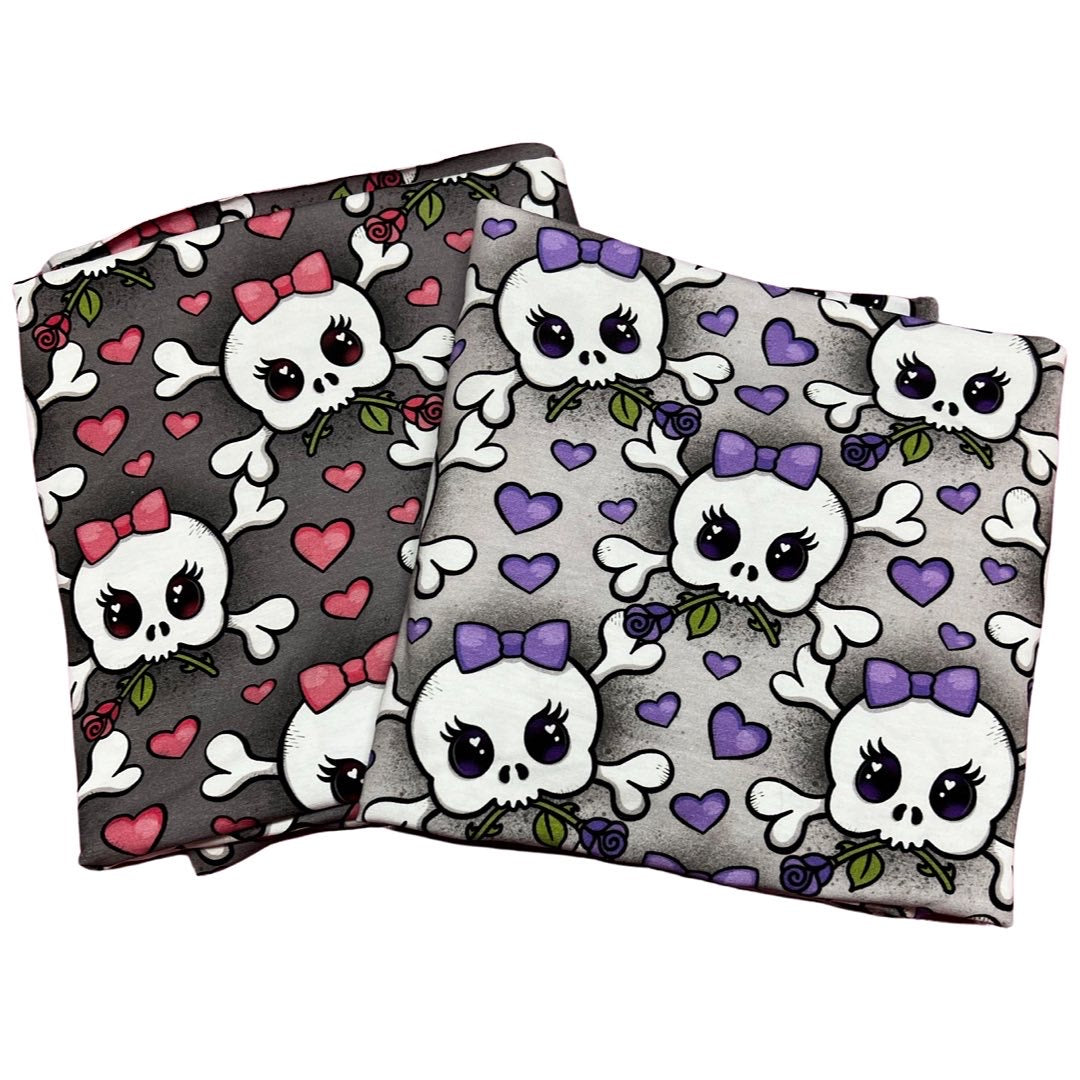 Skull Charmer Pink Grey GOTS-Trikå/Jersey