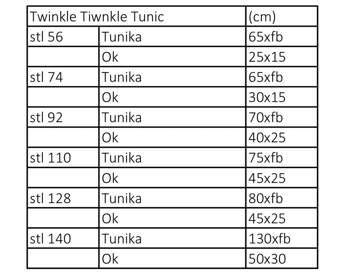 Twinkle Twinkle Tunic Strl 56-140 Pappersmönster