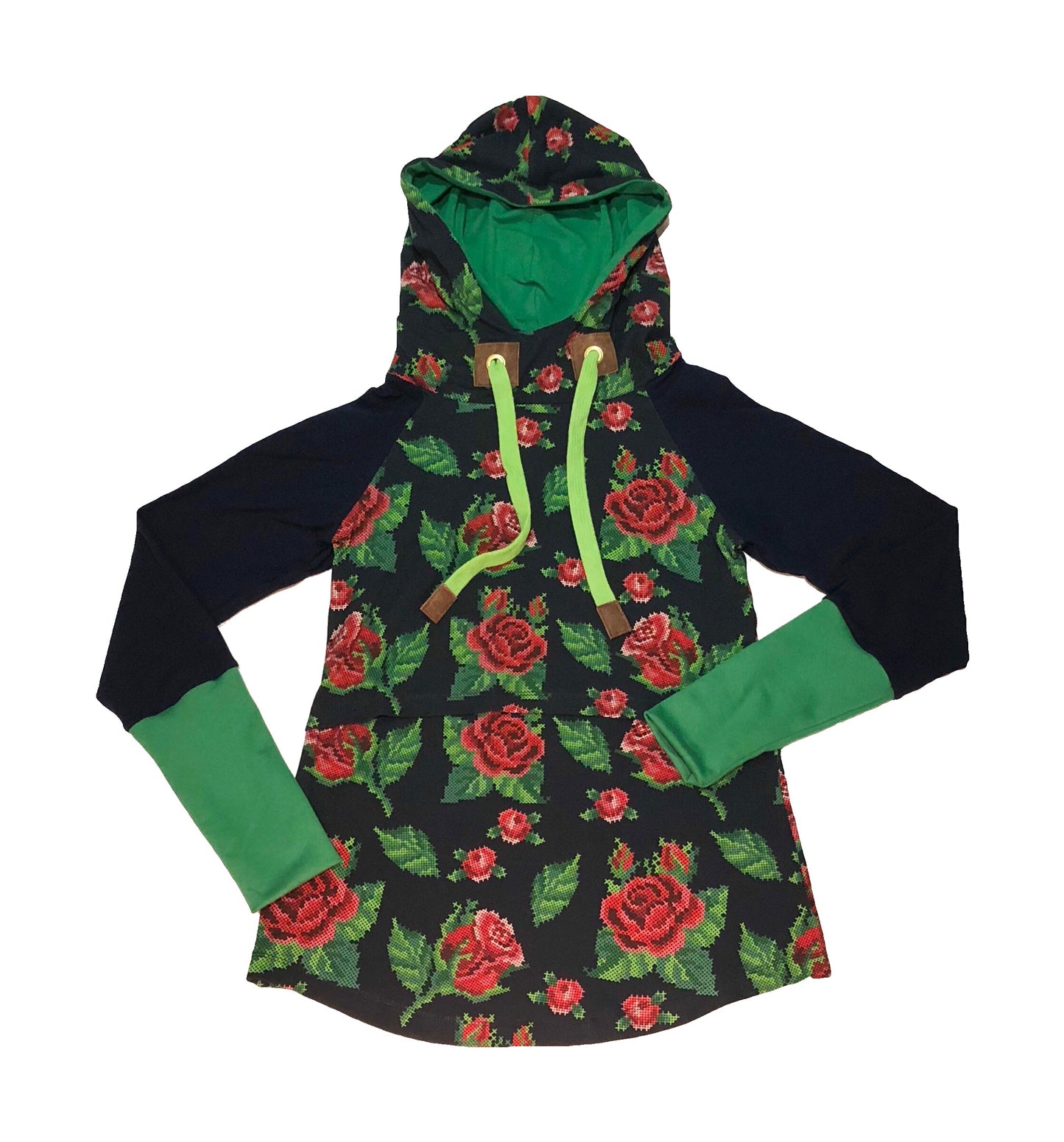 Cross Stitch Roses Trikå/Jersey Marine Blue-Blue