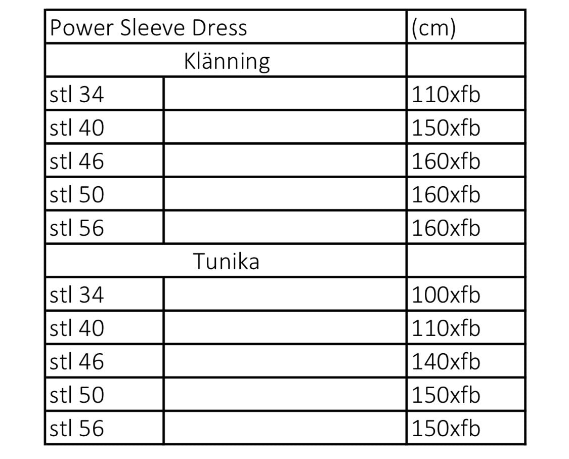 Power Sleeve Dress Strl 34-56 PDF-mönster