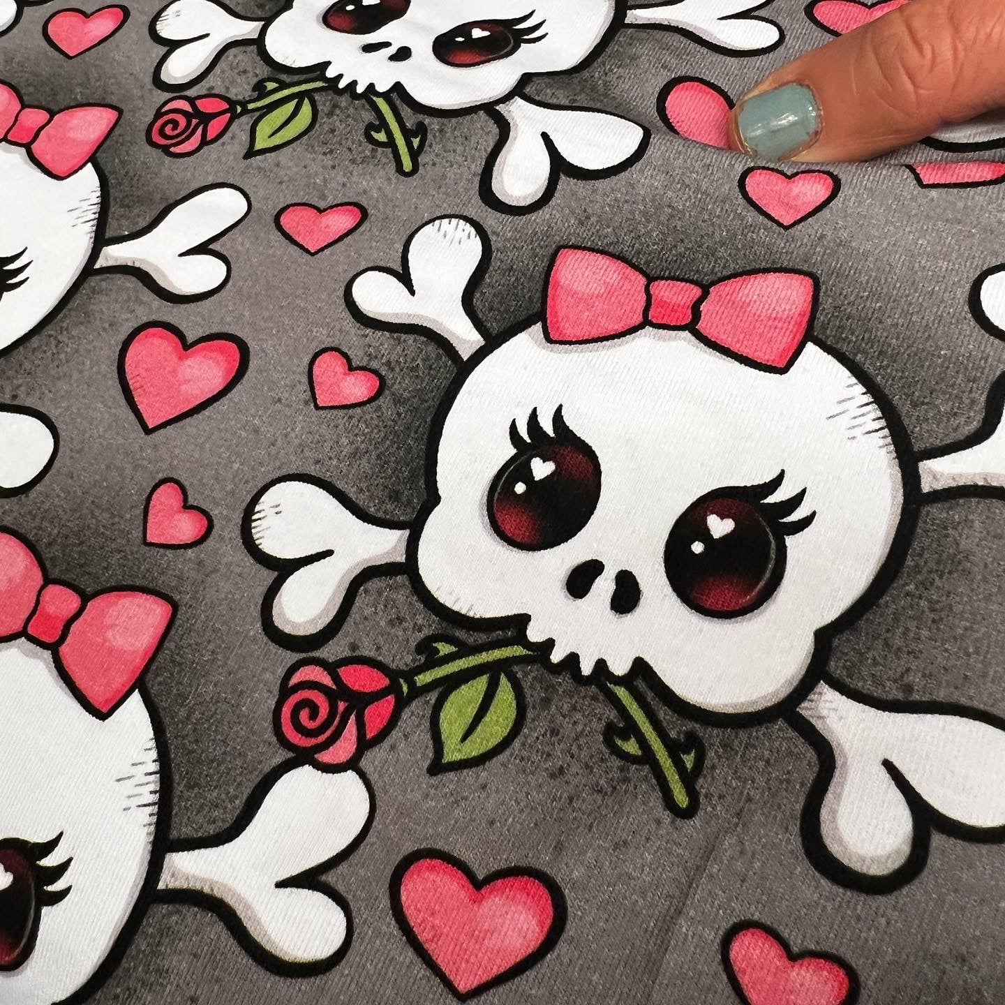 Skull Charmer Pink Grey GOTS-Trikå/Jersey