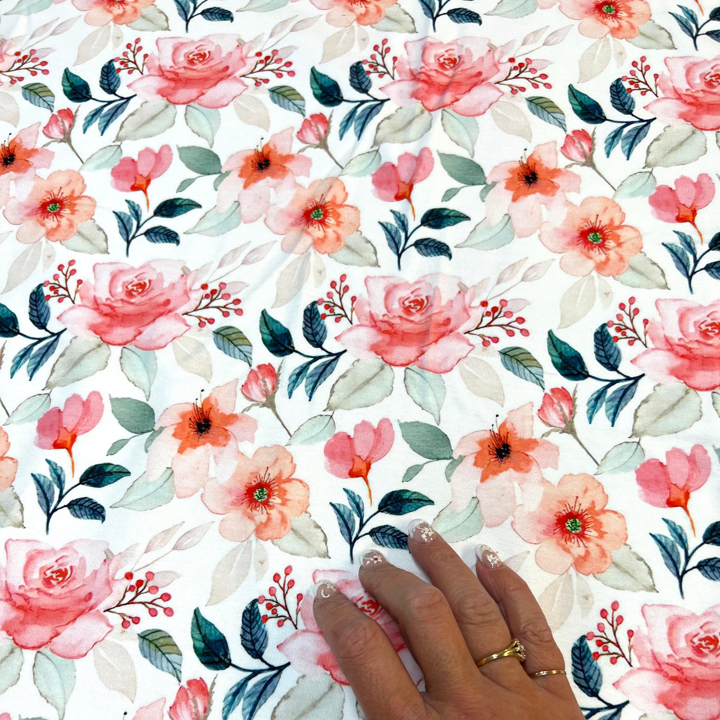 Akvarellrosor Öglad Jogging/French Terry