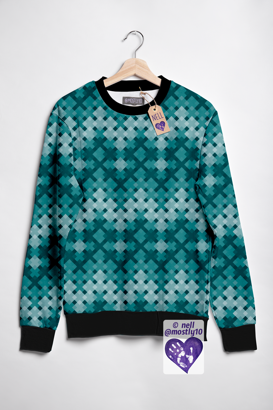 Mostly10 Chevron Teal GOTS-Trikå/Jersey