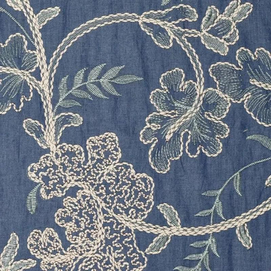 Broderad denim Blommor