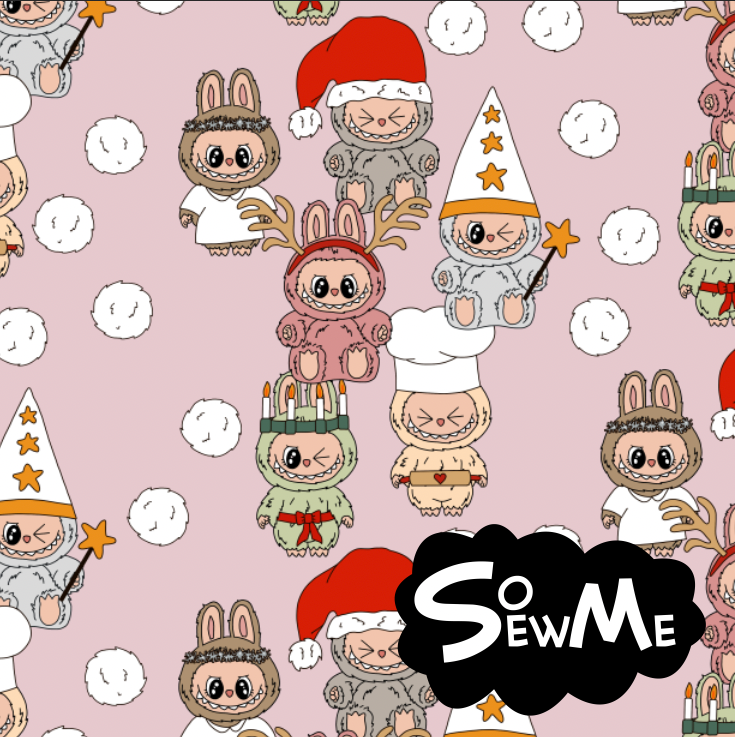 Xmas Monsters Pink TRYCKS PÅ BESTÄLLNING