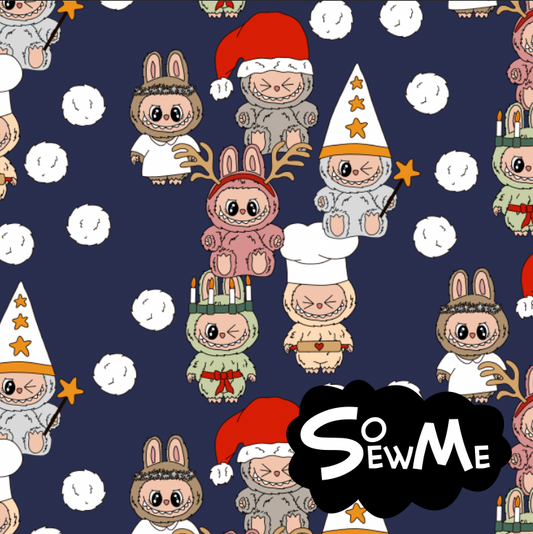 Xmas Monsters Navy TRYCKS PÅ BESTÄLLNING