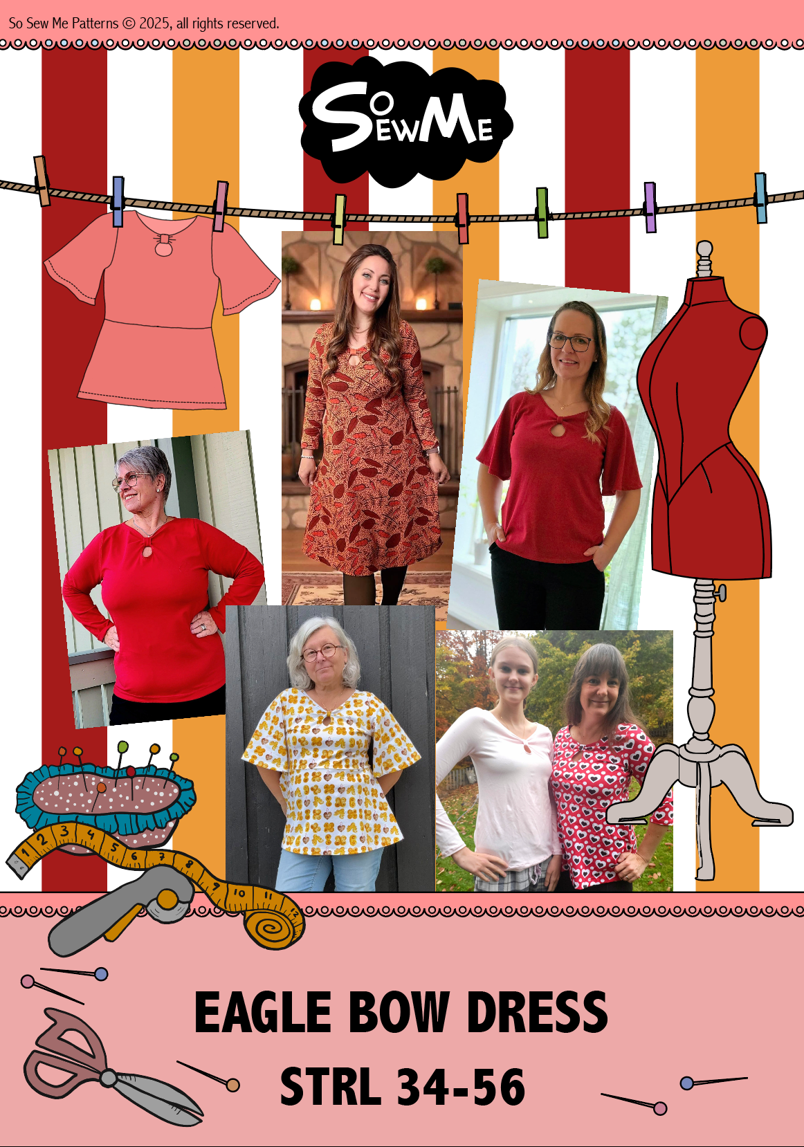 Eagle Bow Dress Strl 34-56 Pappersmönster FÖRHANDSBOKNING