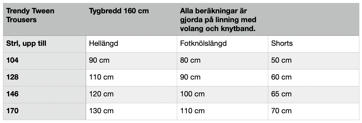 Trendy Tween Trousers Strl 92-170 Pappersmönster FÖRHANDSBOKNING