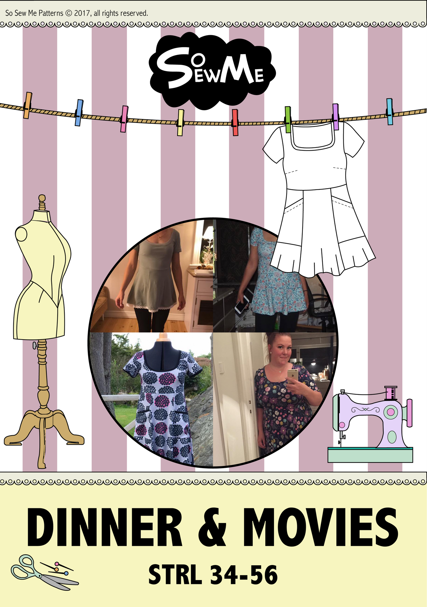 Dinner & Movies Strl 34-56 Pappersmönster