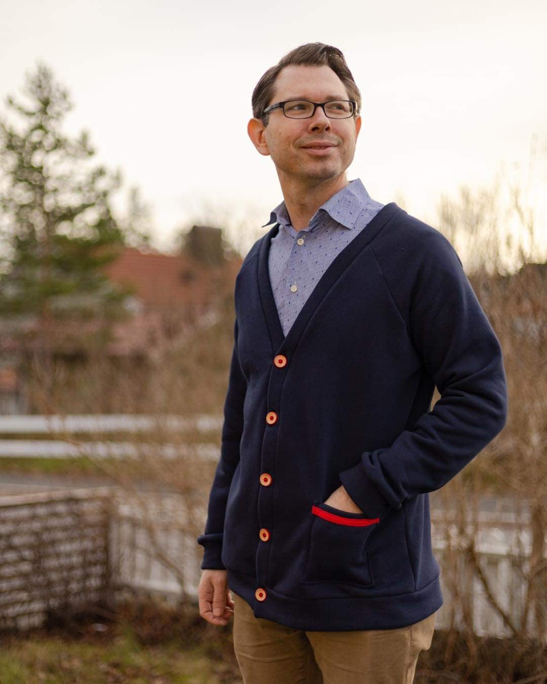 Those BaumwULLE Cardigans Herr Strl 2XS-5XL Pappersmönster