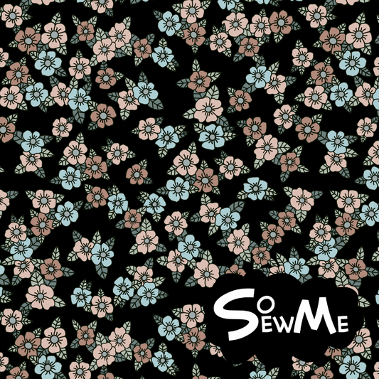 Mini Flowers Black GOTS-Trikå/Jersey