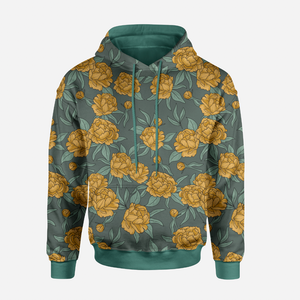 Peonies Dusty Forest Green GOTS-Jogging/French Terry