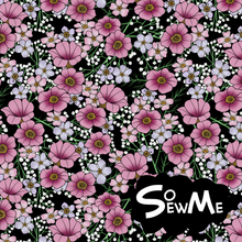 Sommarblomster Pink/Black GOTS-Trikå/Jersey